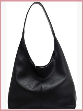 PU Leather Slouchy Hobo Tote Bag Shoulder Purse Work Everyday Handbags 2pcs